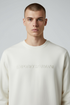 EA Regular Fit Front Embroidered Off White Sweatshirt