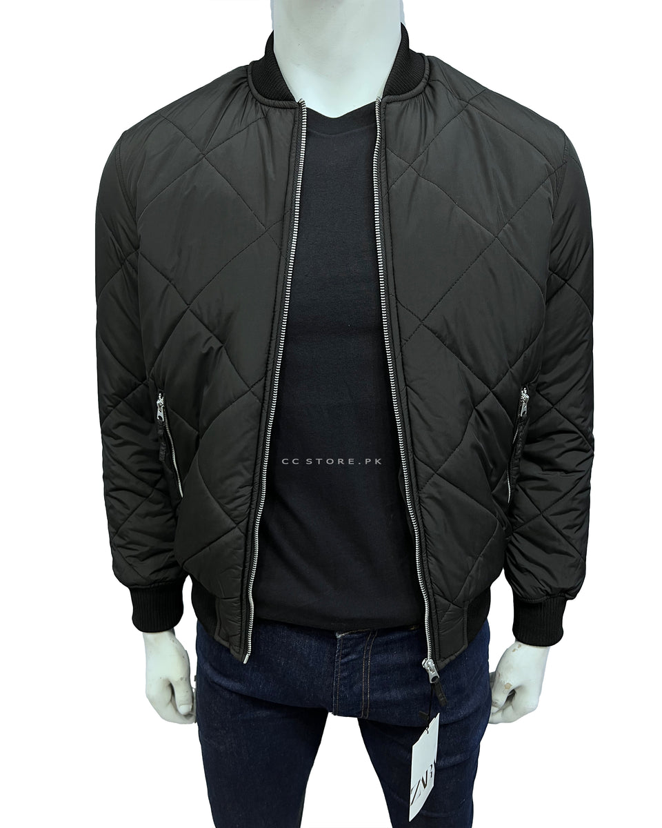 ZR Diamond Quilted Black Bomber Jacket 306 Clothing Call Your Multi Brand Store