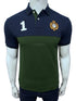 HKT Crest Logo Pieced Panel Navy/Green Polo