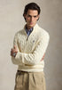 RL Cashmere Wool Cable Knit Quarter Zip Off White Sweater