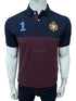 HKT Crest Logo Pieced Panel Navy/Maroon Polo