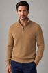 MK Cotton Mesh Knitted Camel Quarter Zip