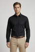 HB Regular Fit Stretch Textured Black Shirt