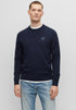 Boss Crew Neck Cotton Cashmere Navy Blue Sweater