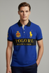 RL Custom Slim Fit Big Pony Embroidered Logo Blue Polo