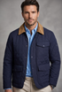 TH Diamond Quilted Corduroy Collar Navy Blue Jacket