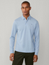 HKT Regular Fit Cotton Pique Long Sleeve Light Blue Polo