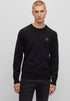 Boss Regular Fit Crew Neck Cotton Cashmere Black Sweater