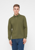 HKT Regular Fit Cotton Pique Long Sleeve Green Polo