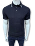 EA Mercerized Cotton Micro Collar Logo Navy Blue Polo