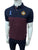 HKT Crest Logo Pieced Panel Navy/Maroon Polo