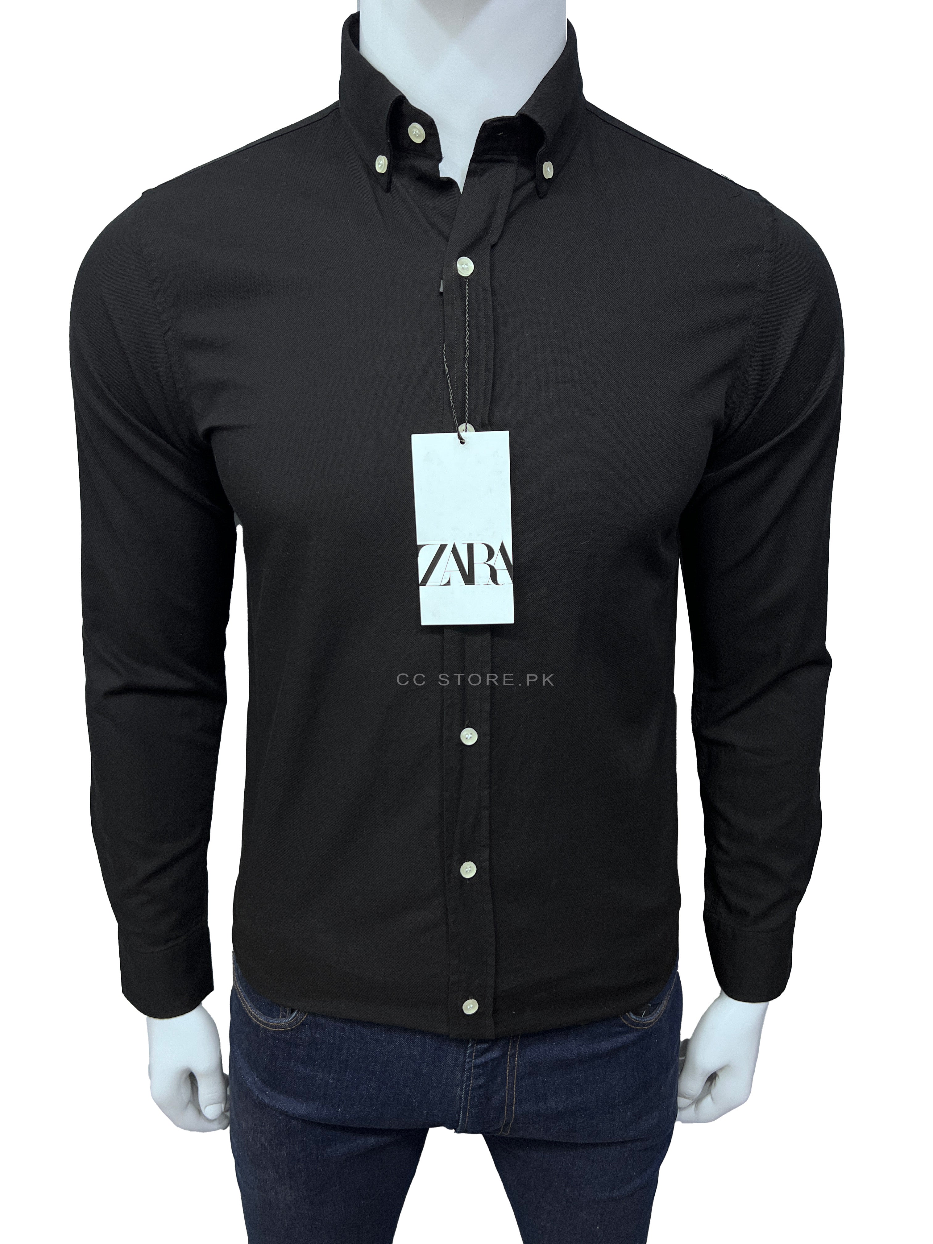 zara mens dress shirts Zara Slim Fit Oxford Cotton Black Shirt – Clothing Call