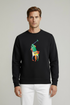 RL Multi Colored Big Pony Black Sweatshirt