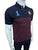 HKT Crest Logo Pieced Panel Navy/Maroon Polo