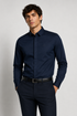 AX Slim Fit Poplin Stretch Cotton Navy Blue Shirt