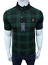 RL Custom Slim Fit Plaid Mesh Green Polo