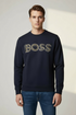 Boss Regular Fit Embroidered Logo Navy Blue Sweatshirt