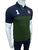 HKT Crest Logo Pieced Panel Navy/Green Polo