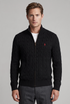 RL Cable Knit Cotton Black Full Zipper