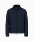 EA Quilted Nylon Full-Zip Duck Down Puffer Navy Blue Jacket With Eagle Logo Patch