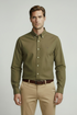 TH Regular Fit Flex Poplin Olive Green Shirt