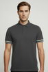 HB Slim Fit Striped Cuffs Grey Polo