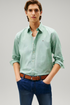 TH Regular Fit Stretch Oxford Cotton Sea Green Shirt