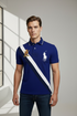 RL Custom Slim Fit Big Pony 20th Anniversary Sash Navy Polo