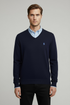 RL Navy Blue V-Neck Cotton Regular Fit Sweater
