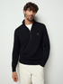 Boss Square Logo Cotton Cashmere Black Half Zipper