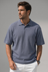 ZR Oversized Knitted Mid Blue Polo