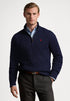 RL Cashmere Wool Cable Knit Quarter Zip Navy Blue Sweater