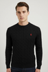 RL Cable Knit Cotton Black Sweater