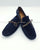 Gianfranco Bellini Suede Navy Blue Driver with Lace Detail