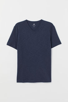 H&M Slim Fit V-neck Slim Fit Navy Blue T-shirt – Clothing Call
