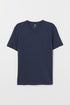 H&M Slim Fit V-neck Slim Fit Navy Blue T-shirt